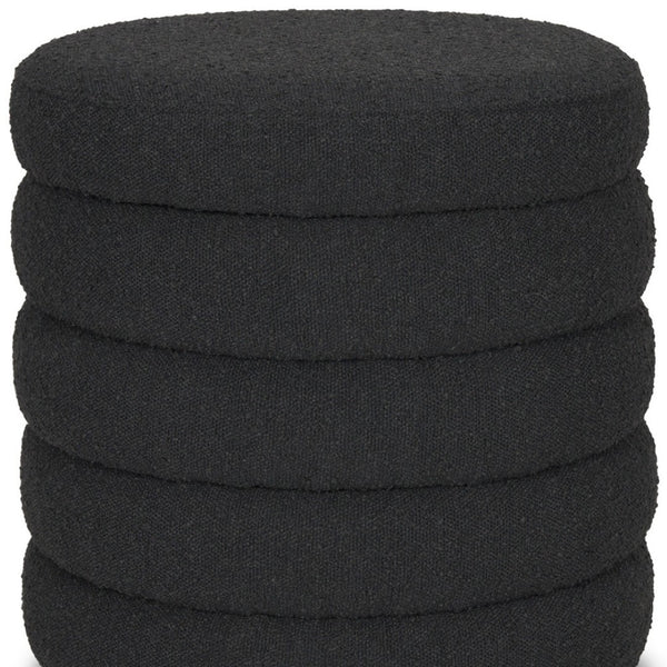 HomeRoots 19" Black Boucle Round Storage Ottoman - Stylish, Multi-Functional Accent for Any Room's Decor! 606720