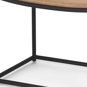 HomeRoots 23" Rustic Two-Tone Solid Wood Footstool with Geometric Metal Base - Versatile Style & Comfort! 606722