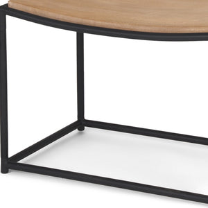 HomeRoots 23" Rustic Two-Tone Solid Wood Footstool with Geometric Metal Base - Versatile Style & Comfort! 606722