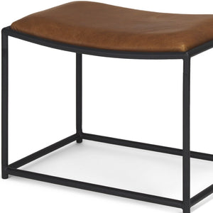 HomeRoots 23" Stylish Brown Leather Footstool with Matte Black Metal Frame - Versatile, Modern Design! 606723