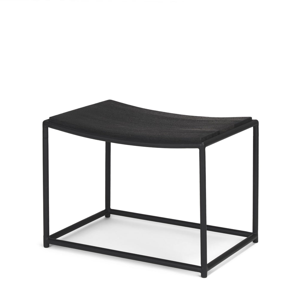 HomeRoots 23" Black Footstool: Versatile Solid Wood & Metal Seat with Modern-Rustic Charm for Any Space 606724
