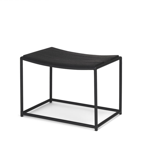HomeRoots 23" Black Footstool: Versatile Solid Wood & Metal Seat with Modern-Rustic Charm for Any Space 606724