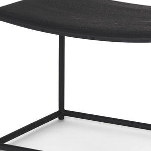 HomeRoots 23" Black Footstool: Versatile Solid Wood & Metal Seat with Modern-Rustic Charm for Any Space 606724