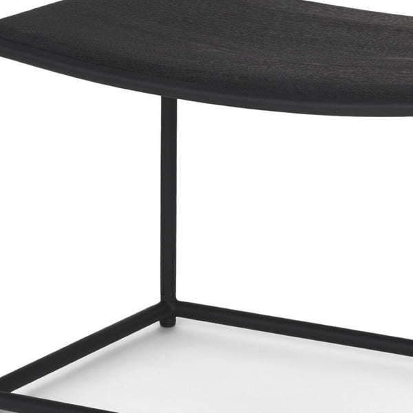 HomeRoots 23" Black Footstool: Versatile Solid Wood & Metal Seat with Modern-Rustic Charm for Any Space 606724