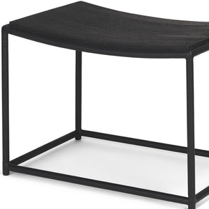 HomeRoots 23" Black Footstool: Versatile Solid Wood & Metal Seat with Modern-Rustic Charm for Any Space 606724