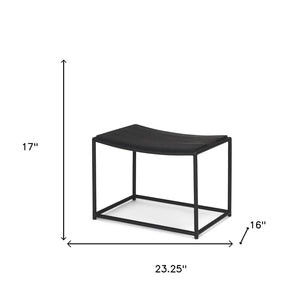 HomeRoots 23" Black Footstool: Versatile Solid Wood & Metal Seat with Modern-Rustic Charm for Any Space 606724
