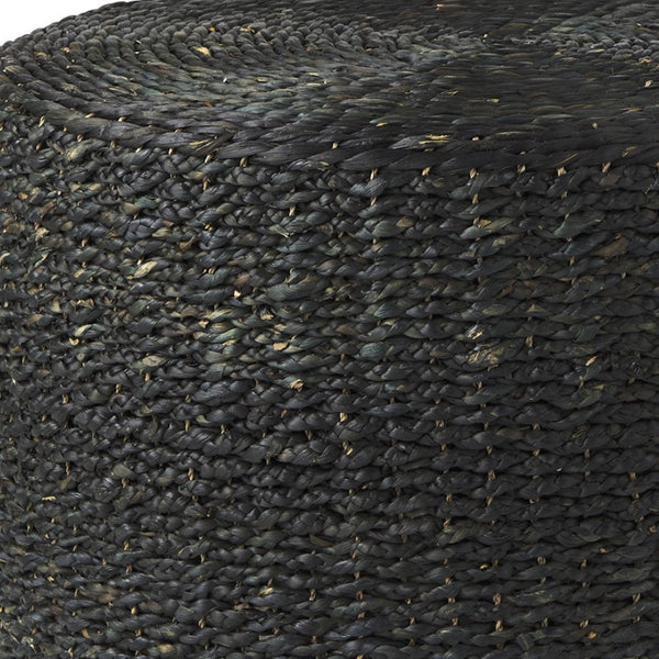 HomeRoots 30" Black Water Hyacinth Pouf Ottoman - Boho-Chic Multitasking Accent for Living Rooms & Bedrooms 606728