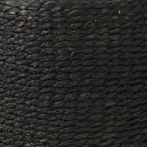 HomeRoots 18" Black Water Hyacinth Round Pouf Ottoman - Versatile Eco-Friendly Accent for Boho & Coastal Decor 606729