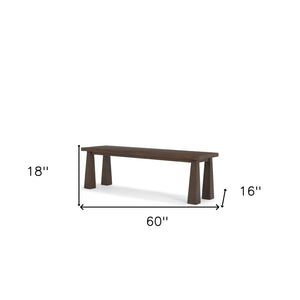HomeRoots 60" Dark Brown Solid Wood Bench - Elegant Entryway Seating with Versatile Use and Timeless Design 606730