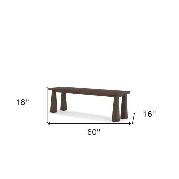 HomeRoots 60" Dark Brown Solid Wood Bench - Elegant Entryway Seating with Versatile Use and Timeless Design 606730