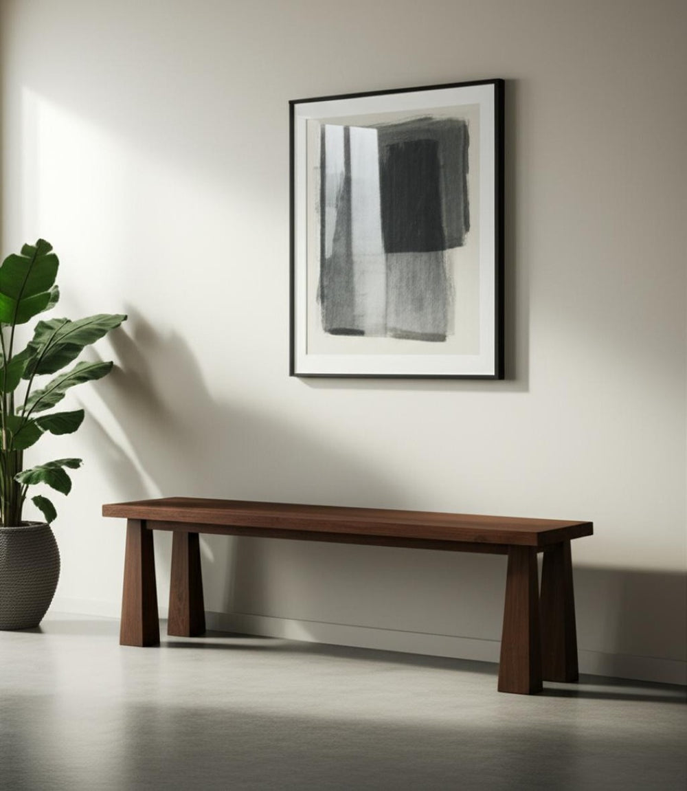 HomeRoots 60" Dark Brown Solid Wood Bench - Elegant Entryway Seating with Versatile Use and Timeless Design 606730