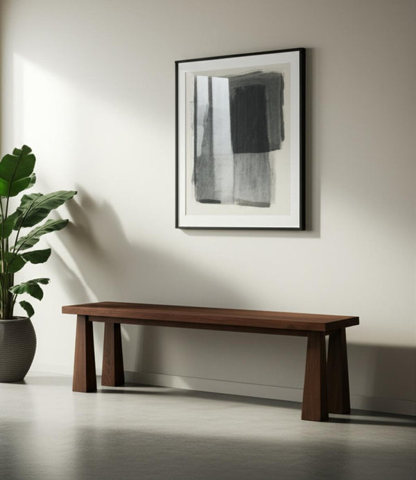 HomeRoots 60" Dark Brown Solid Wood Bench - Elegant Entryway Seating with Versatile Use and Timeless Design 606730