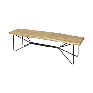HomeRoots 66" Live Edge Solid Wood Bench with Black Metal Legs - Stylish, Versatile Seating for Any Space 606731