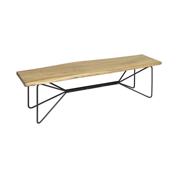 HomeRoots 66" Live Edge Solid Wood Bench with Black Metal Legs - Stylish, Versatile Seating for Any Space 606731