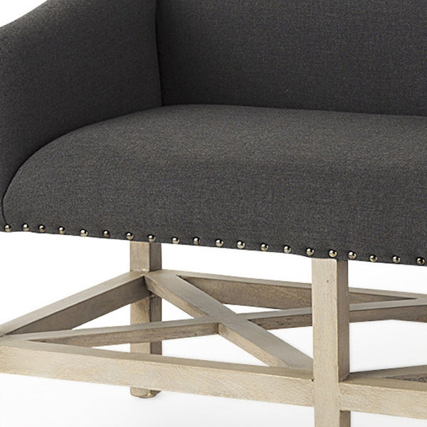 HomeRoots 60" Upholstered Bench in Gray and Brown - Modern Solid Wood Seating for Entryways & Hallways 606733
