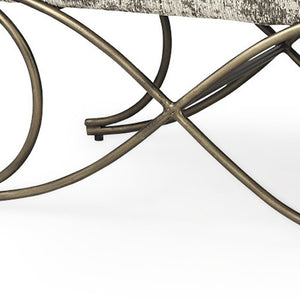HomeRoots 55" Chic Gray Chenille Upholstered Bench with Gold Metal Frame - Stylish Seating for Any Space! 606737
