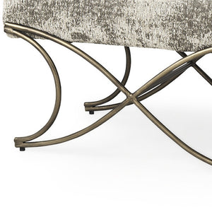 HomeRoots 55" Chic Gray Chenille Upholstered Bench with Gold Metal Frame - Stylish Seating for Any Space! 606737