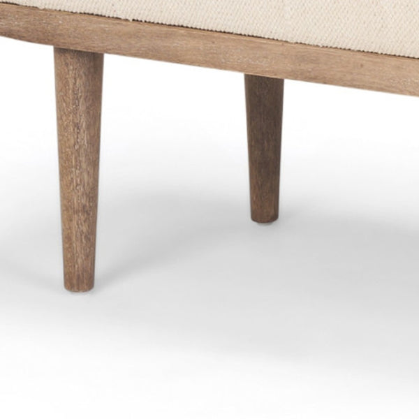 HomeRoots 56" Beige and Brown Upholstered Bench - Stylish Cotton Seat with Solid Wood Base for Any Space 606738