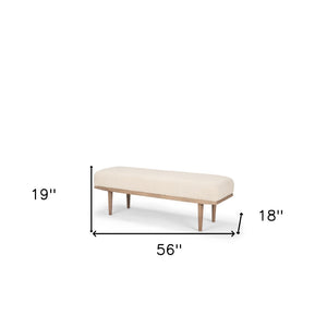 HomeRoots 56" Beige and Brown Upholstered Bench - Stylish Cotton Seat with Solid Wood Base for Any Space 606738