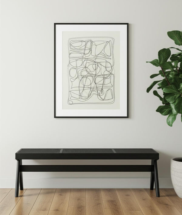 HomeRoots 59" Black Solid Wood and Cane Dining Bench - Stylish Rustic Modern Seating for Any Space, Seats 3 606739