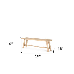 HomeRoots 56" Live Edge Wood Bench – Versatile Solid Mango & Eucalyptus Seating for Rustic & Modern Spaces 606743