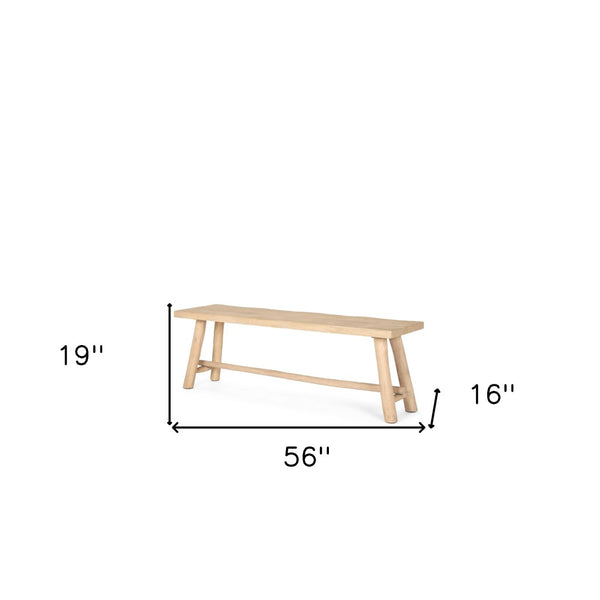 HomeRoots 56" Live Edge Wood Bench – Versatile Solid Mango & Eucalyptus Seating for Rustic & Modern Spaces 606743