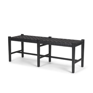 HomeRoots 52" Black Genuine Leather Upholstered Bench - Modern Solid Wood Design for Stylish Entryway Seating 606747