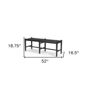 HomeRoots 52" Black Genuine Leather Upholstered Bench - Modern Solid Wood Design for Stylish Entryway Seating 606747