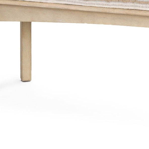 HomeRoots 62" Elegant Beige and Brown Striped Upholstered Bench with Solid Wood Base for Entryway Comfort 606748