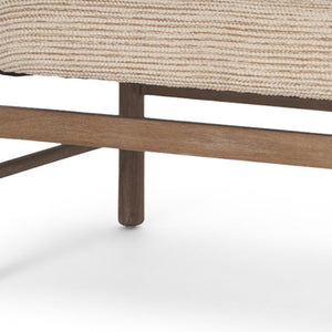 HomeRoots 57" Elegant Beige Cotton Upholstered Bench with Solid Wood Base for Entryway & Bedroom Style 606749