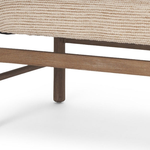 HomeRoots 57" Elegant Beige Cotton Upholstered Bench with Solid Wood Base for Entryway & Bedroom Style 606749