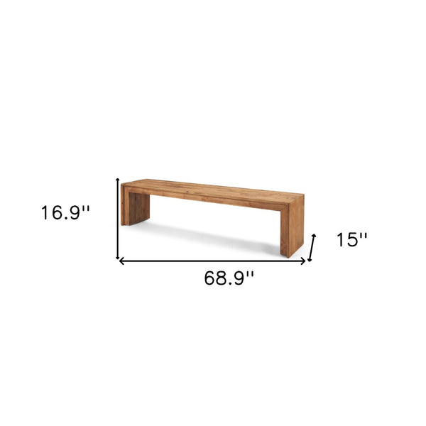 HomeRoots 69" Distressed Reclaimed Wood Bench – Rustic Entryway Seating for Hallways, Mudrooms & Storage Solutions 606751