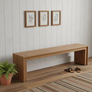 HomeRoots 69" Distressed Reclaimed Wood Bench – Rustic Entryway Seating for Hallways, Mudrooms & Storage Solutions 606751