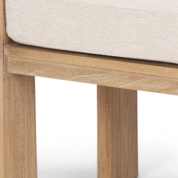 HomeRoots 63" Cream and Brown Upholstered Bench - Stylish Solid Wood Frame for Entryway, Bedroom, or Hallway 606753