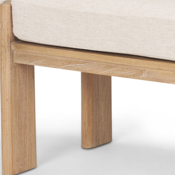 HomeRoots 63" Cream and Brown Upholstered Bench - Stylish Solid Wood Frame for Entryway, Bedroom, or Hallway 606753