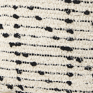 HomeRoots 16" Cotton Cube Pouf Ottoman - Stylish Cream & Black Geometric Accent for Modern Boho Decor 606756