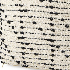 HomeRoots 16" Cotton Cube Pouf Ottoman - Stylish Cream & Black Geometric Accent for Modern Boho Decor 606756