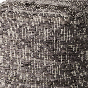 HomeRoots 16" Handcrafted Brown & Gray Cotton Leather Geometric Pouf Ottoman - Stylish, Versatile Seating Solution 606760