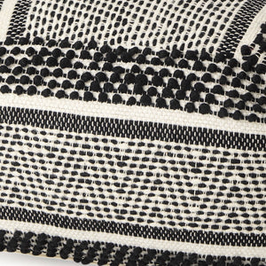 HomeRoots 22" Black and White Cotton and Wool Geometric Pouf Ottoman - Modern Boho Style & Versatile Comfort 606762