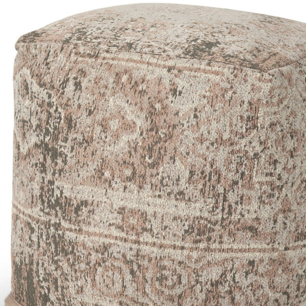 HomeRoots 18" Beige and Taupe Chenille Cube Pouf Ottoman - Stylish, Space-Saving Multi-Functional Accent Piece 606764