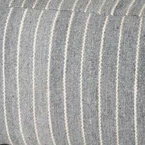 HomeRoots 22" Blue and White Textural Stripe Cube Pouf Ottoman - Stylish Eco-Friendly Accent for Any Space 606765