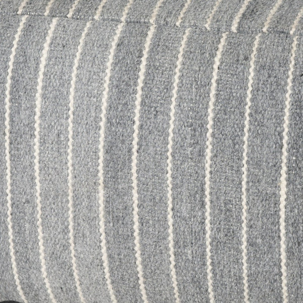 HomeRoots 22" Blue and White Textural Stripe Cube Pouf Ottoman - Stylish Eco-Friendly Accent for Any Space 606765