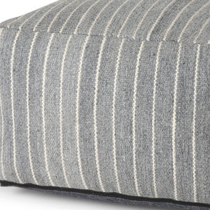 HomeRoots 22" Blue and White Textural Stripe Cube Pouf Ottoman - Stylish Eco-Friendly Accent for Any Space 606765