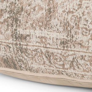 HomeRoots 36" Chic Beige and Taupe Chenille Damask Pouf Ottoman - Versatile Footrest and Extra Seating Solution 606767