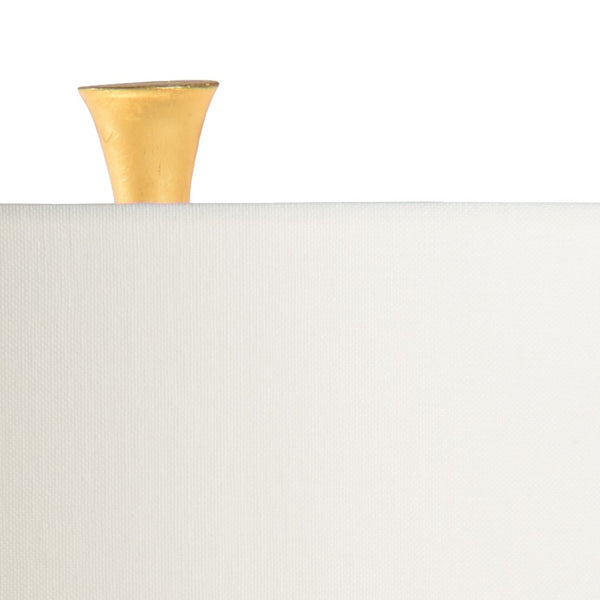 Wildwood Carmine Kiwi Glaze Ceramic Lamp With Antique Gold Leaf Mounting — Sculptural 31" Statement Light 60677