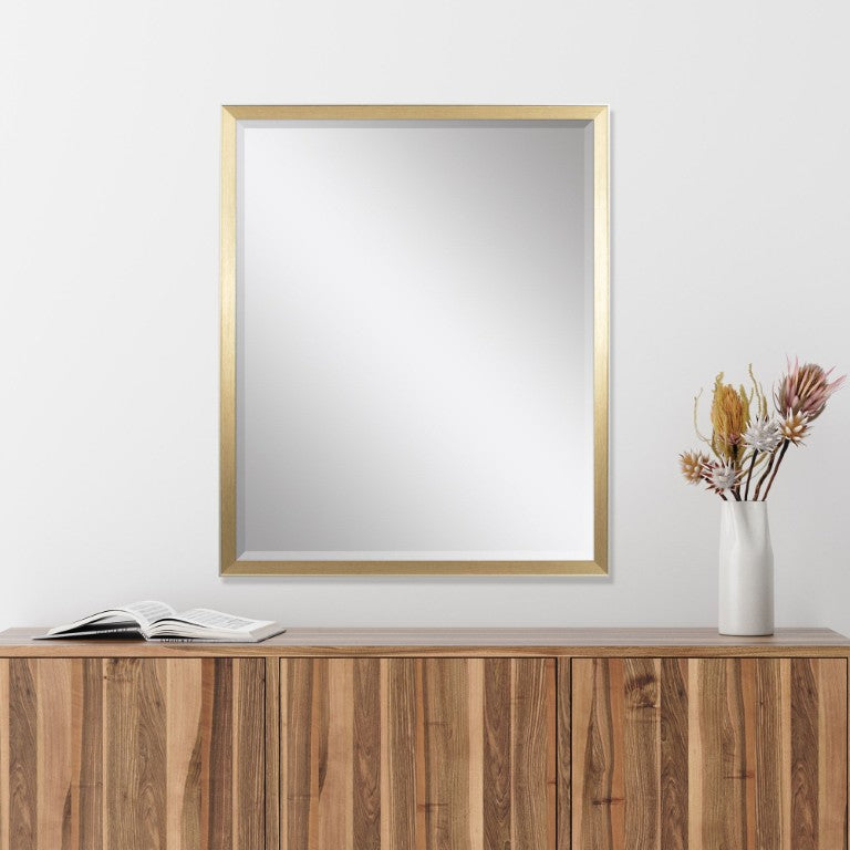 32 Inch Round Wall Mirror with Gleaming Gold Frame for Entryway or Living Room