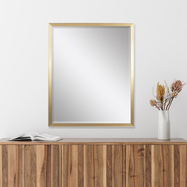 32 Inch Round Wall Mirror with Gleaming Gold Frame for Entryway or Living Room