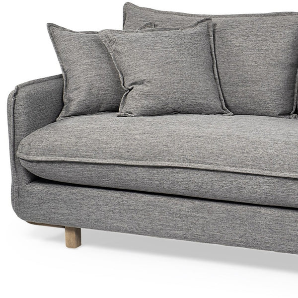 HomeRoots 84" Gray Fabric Sofa with Plush Comfort, Removable Cushion & Brown Solid Wood Legs for Modern Living 606783