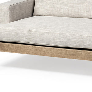 HomeRoots 95" Beige Fabric Sofa with Stylish Black Metal Legs – Modern Comfort for Living Rooms & Offices 606784