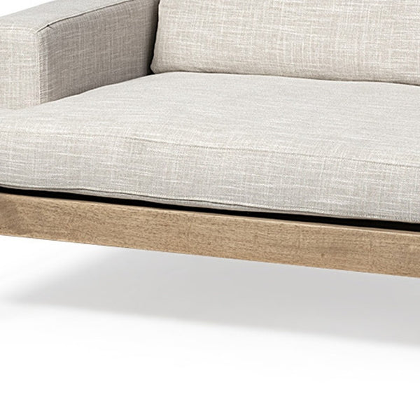 HomeRoots 95" Beige Fabric Sofa with Stylish Black Metal Legs – Modern Comfort for Living Rooms & Offices 606784